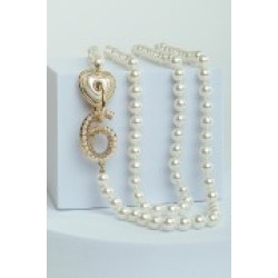Heart And Number Six Pearl Long Necklace