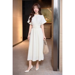 Cream Woven Flared Dress