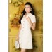 Beige Woven Flared Dress