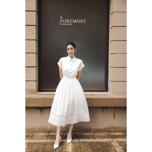 White Organza Flared Dress