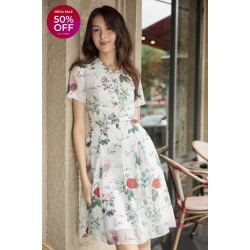 White Organza Flared Dress