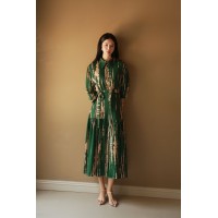 Green Silk Flared Dress