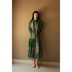 Green Silk Flared Dress