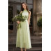 Light Green Nuggets Voile Flared Dress